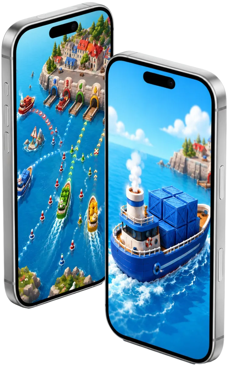 Harbor Plain gameplay on two phones